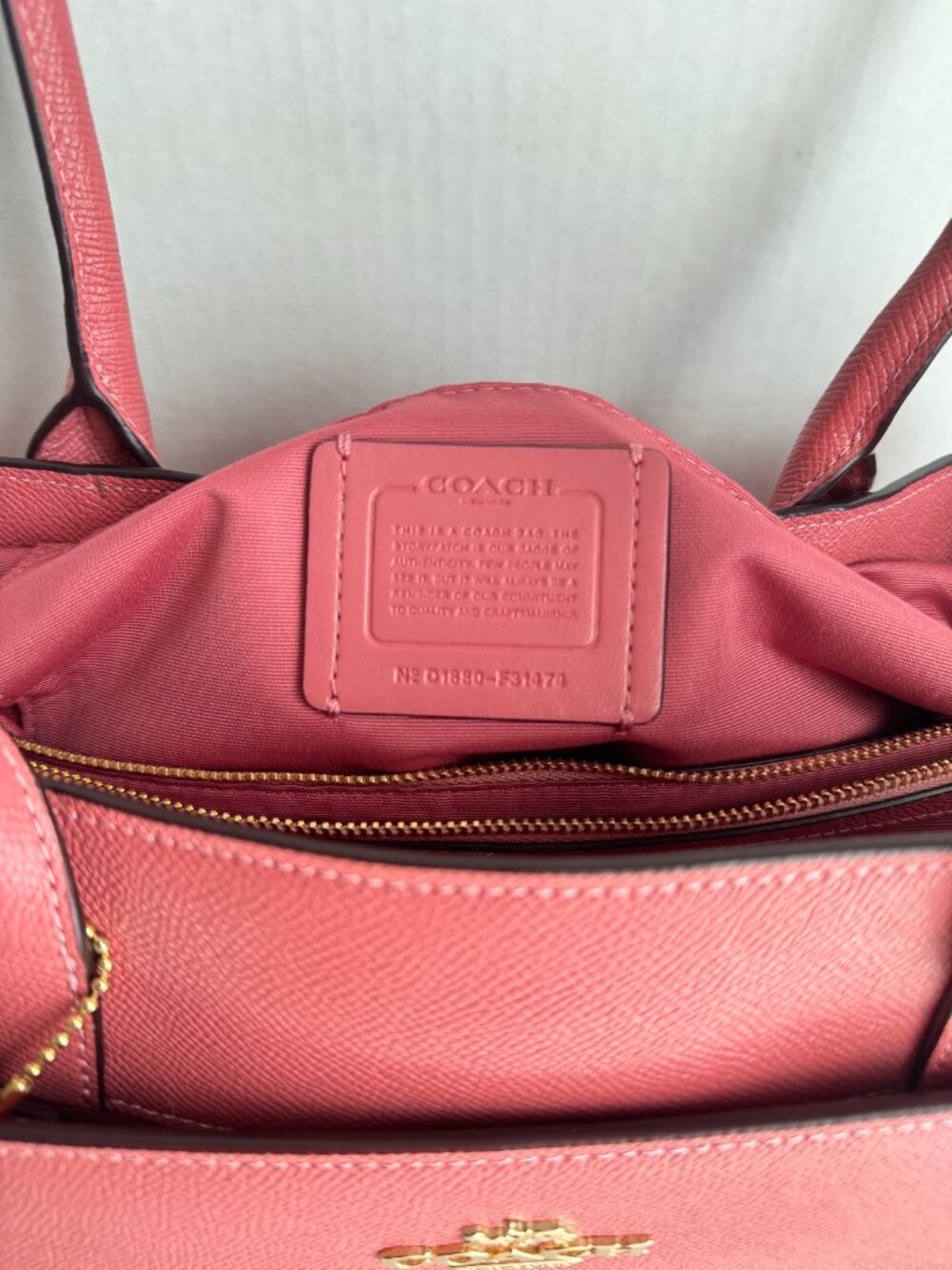 Coach Casey Tote Crossgrain Leather Gold Hardware Mauve Old Rose Pre-owned - Picture 5 of 13